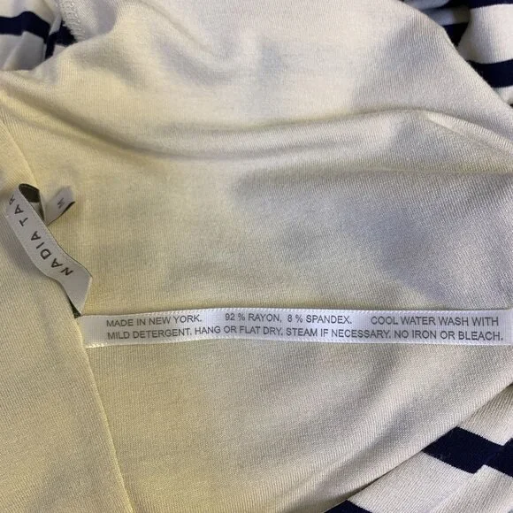 Nadia Tarr Navy & Cream Striped Long Sleeve Midi Dress Size Medium - Picture 6 of 6